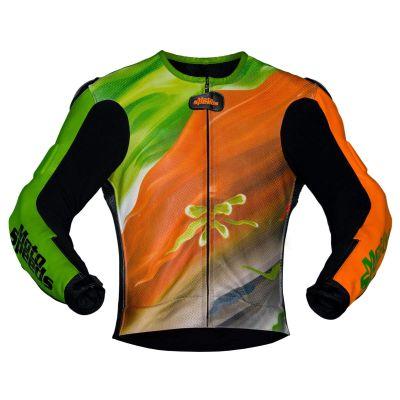 Abstraktes Design für eine Rennleder-Motorradjacke