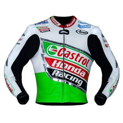 Colin Edwards Castrol 2002 WSBK Motorrad-Lederjacke für Honda