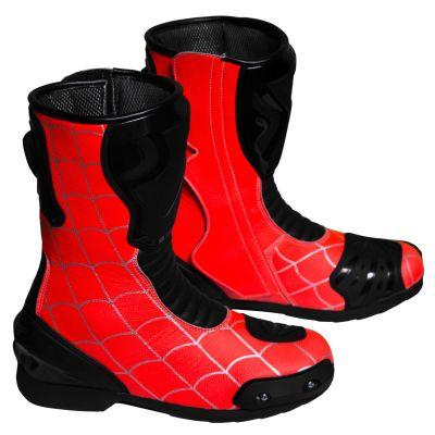 Spiderman-Stiefel für Motorrad