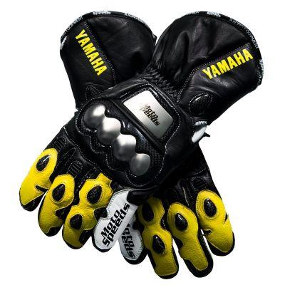 Yamaha Racing Motorradhandschuhe aus Leder, gelb