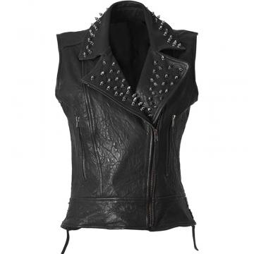Spiked Weste Damen Leder
