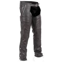 Herren Schwarze Leder-Motorrad-Chaps