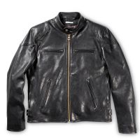 Schwarze Cafe Racer Lederjacke