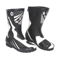 Schwarze und Weiße Motorradstiefel