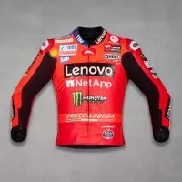 Rote Leder-Motorradjacke